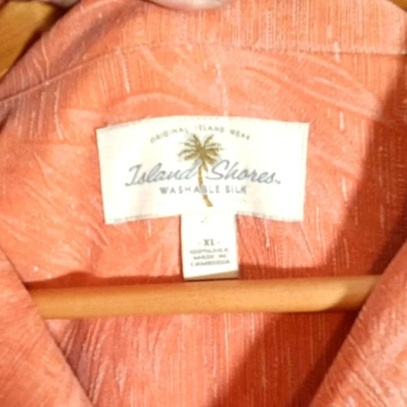 Island shores washable silk men's button up shirt vacation size extra large - Picture 3 of 8